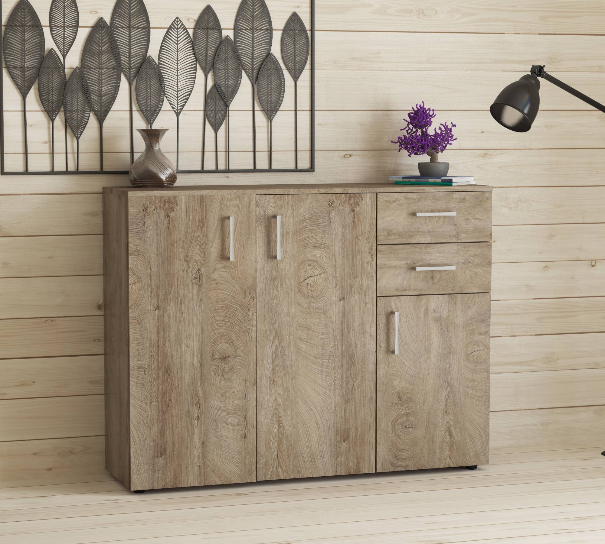 Meuble de salon trois portes en chêne 103 x 35 x 92 h - 3