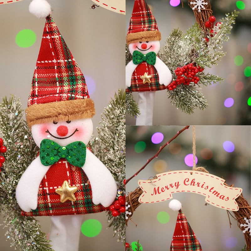 3 pacotes de decorações de guirlanda de natal, porta de boneca de natal pendurado ramos videira círculo guirlanda, ornamento de natal - 3