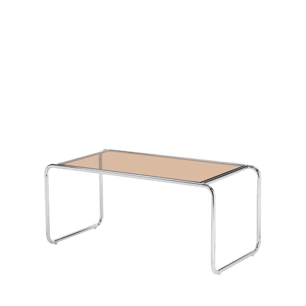Rika - Table basse en verre pieds chrome L80cm- Verre ambré - 6