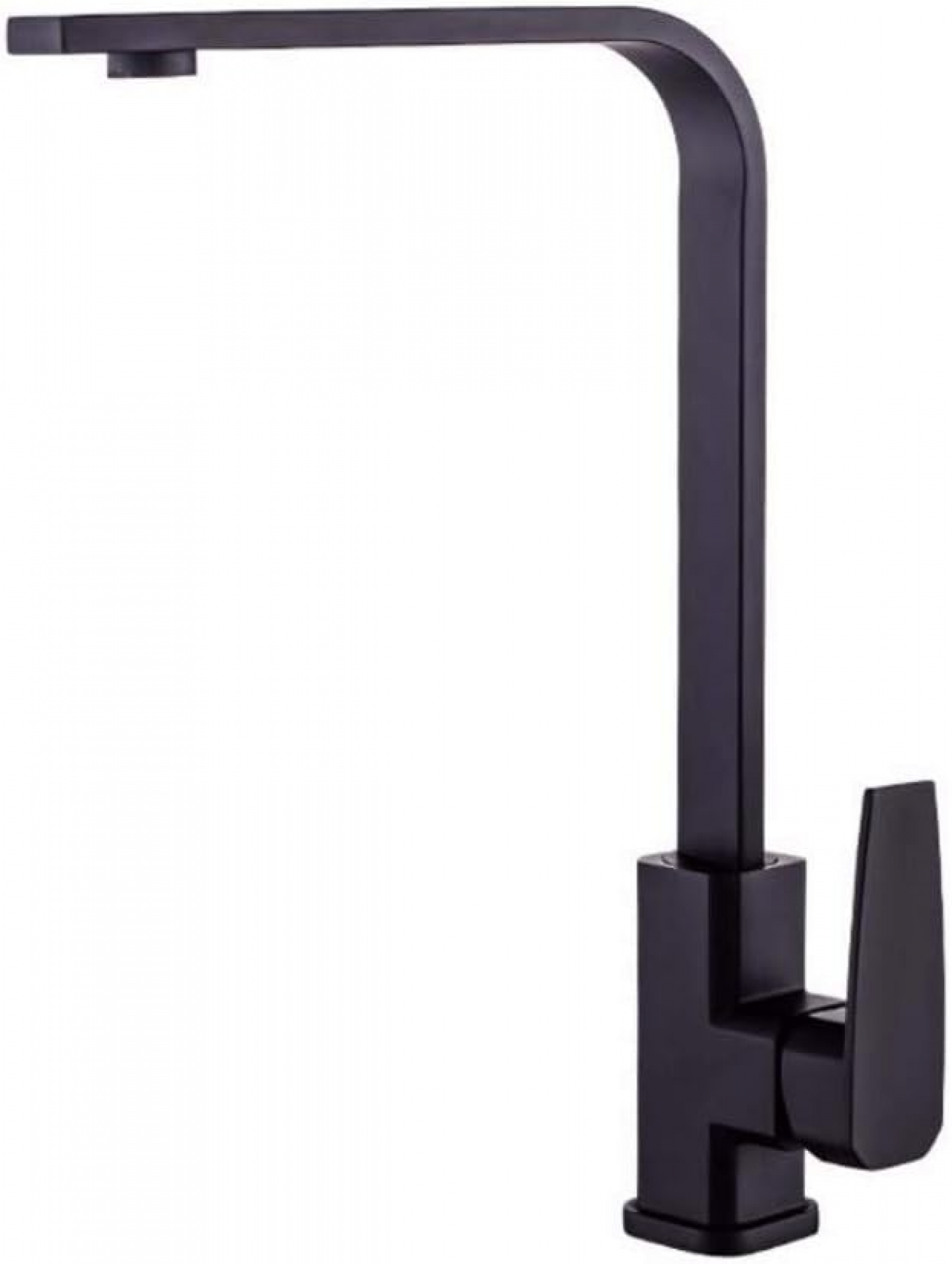 Kwadratowy kran kuchenny, kran kuchenny z ciepłą i zimną wodą, płaska rura z miedzianą podstawą, czarny