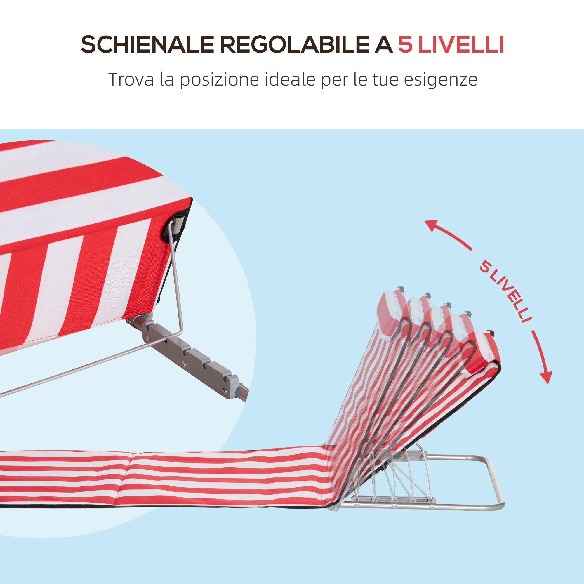 Ensemble 2 transats plage pliants dossier réglable 5 niveaux sac rouge - 6