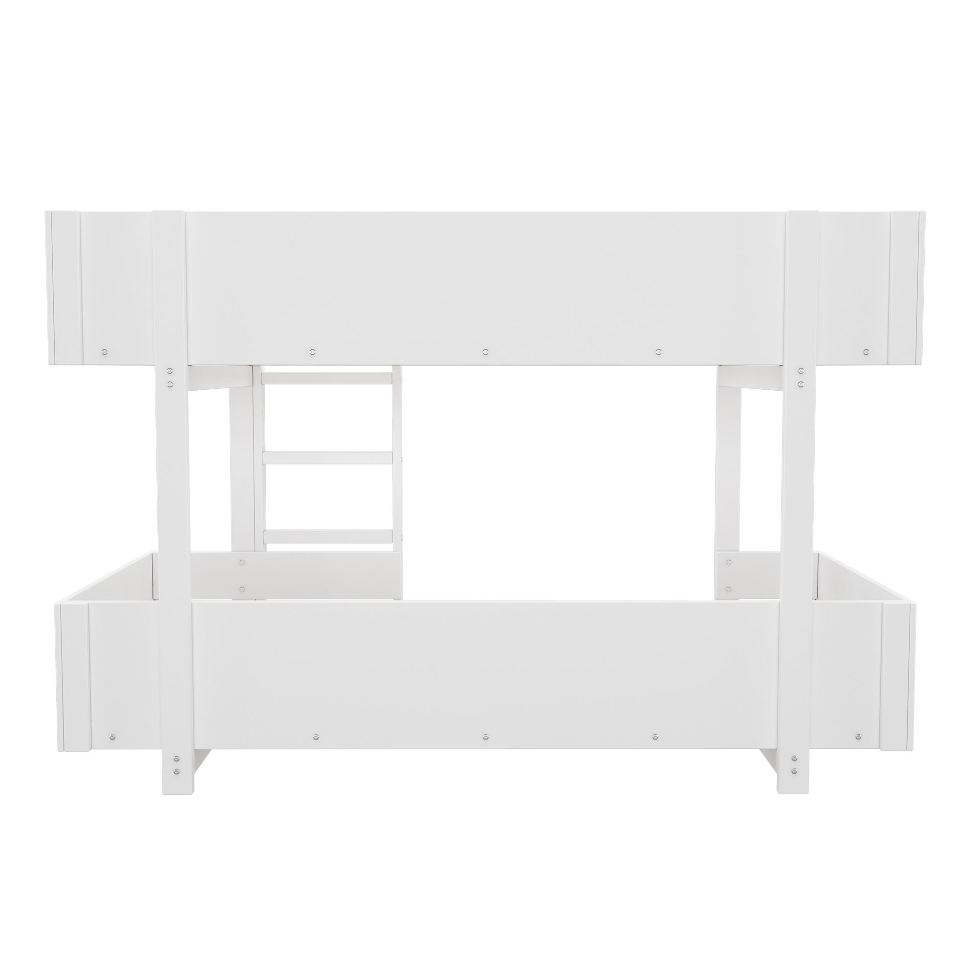 Lit superposé pour enfant 90x200 cm - avec échelle et garde-corps - design simple - Blanc (sans matelas) - 9