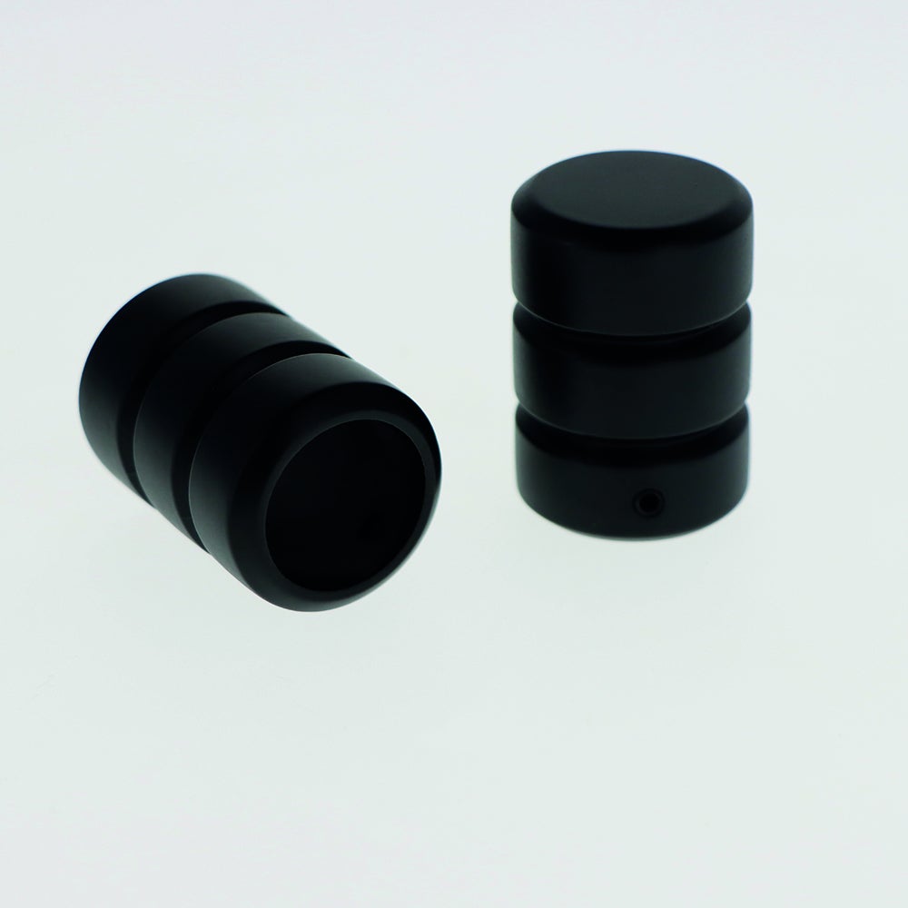 Lot De 2 Embouts Pommeau Lisse 20 Mm Noir Mat Boulet - Accessoire Pour Tringle à Rideaux