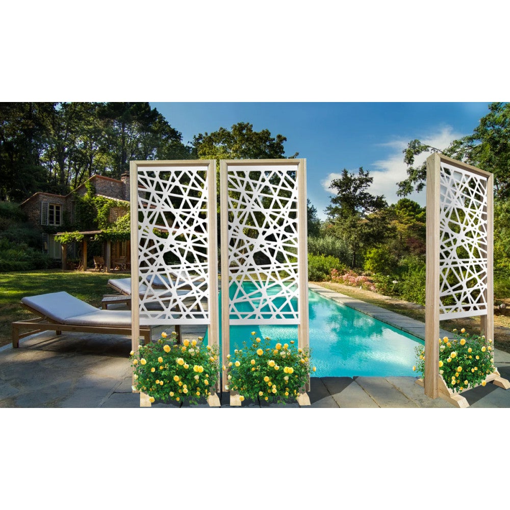 DIAGONAL SMALL - Modułowy wolnostojący ekran - 70x190 cm - Wykonany z drewna i PVC, kolor wnętrza biały