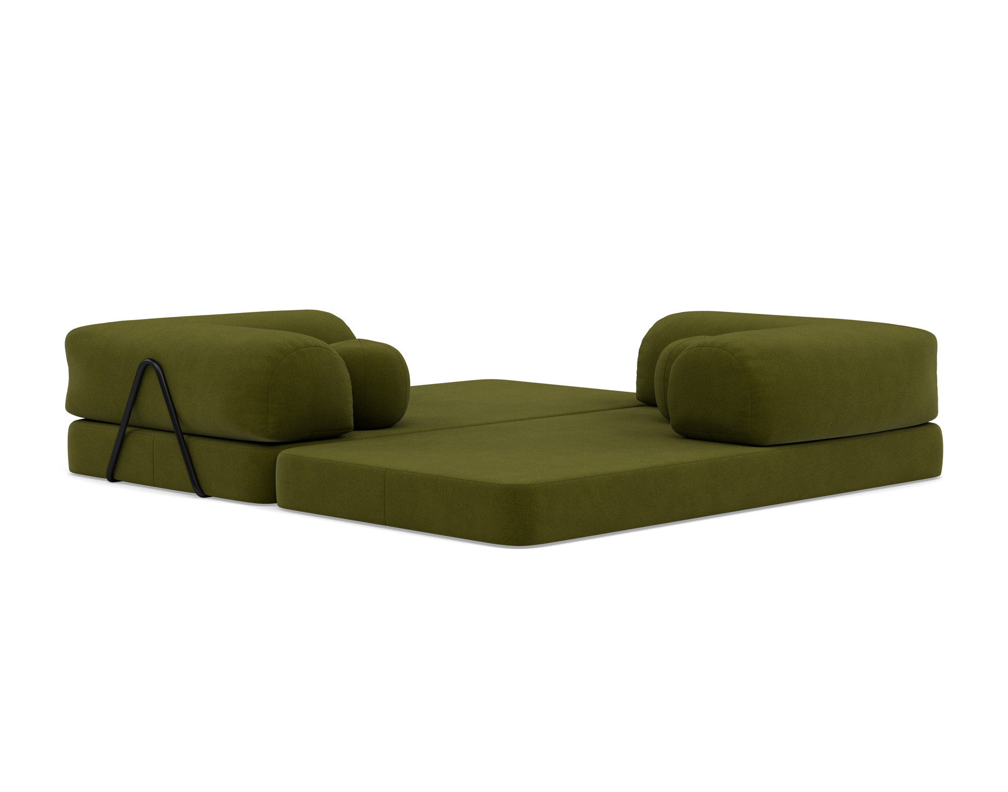 Canapé droit convertible 3 places en velours texturé vert kaki - NEBULA - Best Mobilier - 4