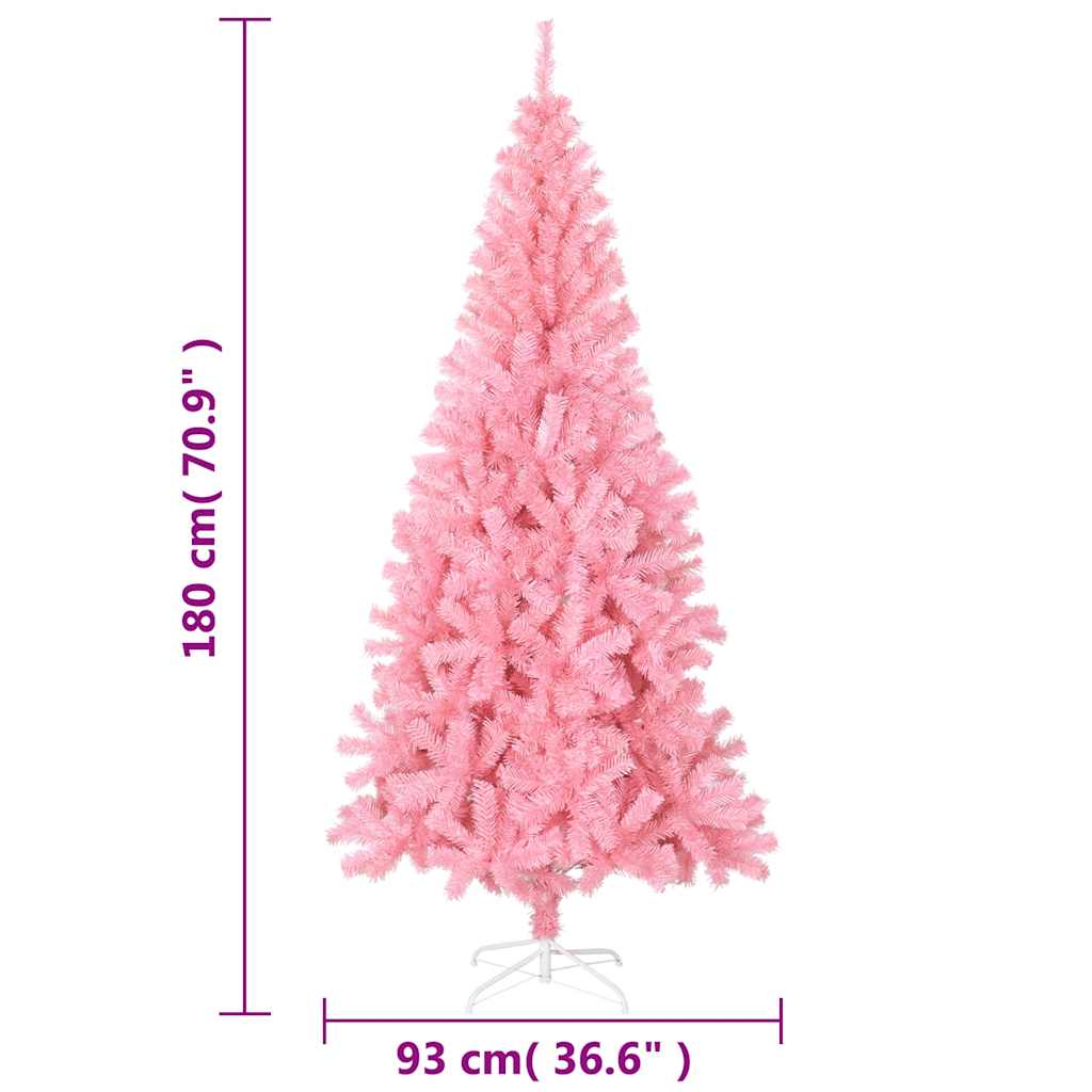 Árvore de Natal artificial com suporte em PVC rosa 180 cm - COMFORTXL - 7