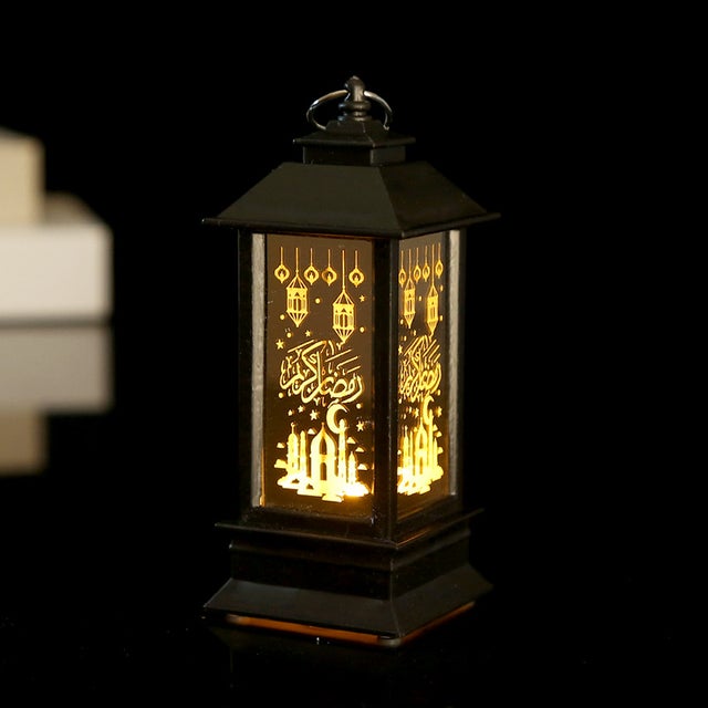 Lanterna do Ramadão, decorações do Ramadão, luzes Eid, lanterna de vela dourada Eid Mubarak, prendas para crianças para o lar