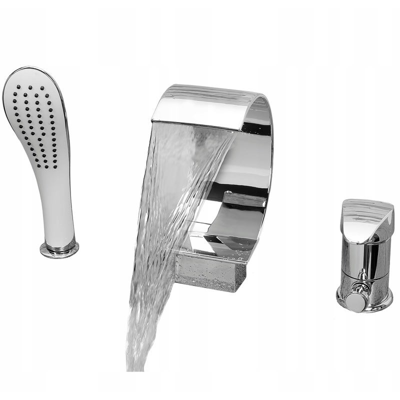 BATERIA NA WANNE WANNOWA 3 OTWOROWA WODOSPAD STOJĄCA Z WYLEWKĄ WODOSPADEM