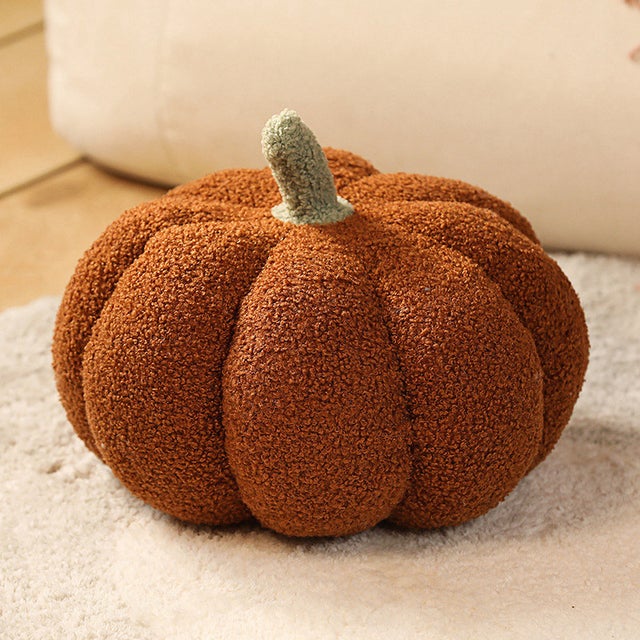 Coussin en peluche citrouille marron, mesurant 23 x 23 x 14 cm, un petit coussin en peluche, convient aux canapés, décoration d'Halloween.