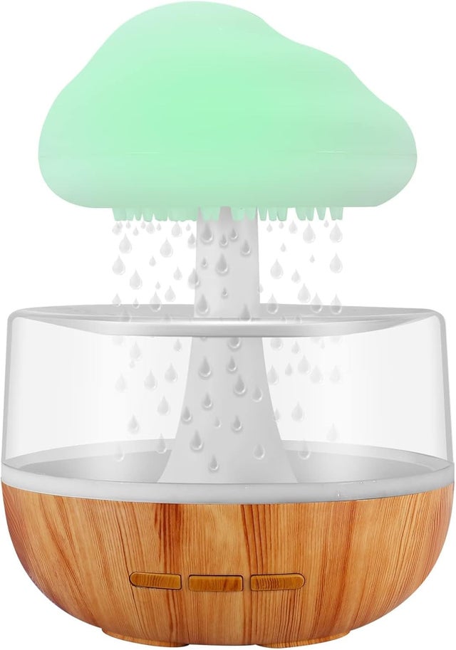 Humidificateur d'air avec Lampe Pluie, Rain-Cloud humidificateur avec 7 lumières LED de Couleur, Diffuseur d'huiles essentielles pour Maison, Bureau