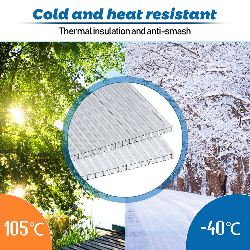 14x polycarbonate alvéolaire 4mm 10,25 m² plaque double paroi,plaque de serre,121 x 60.5cm - 5