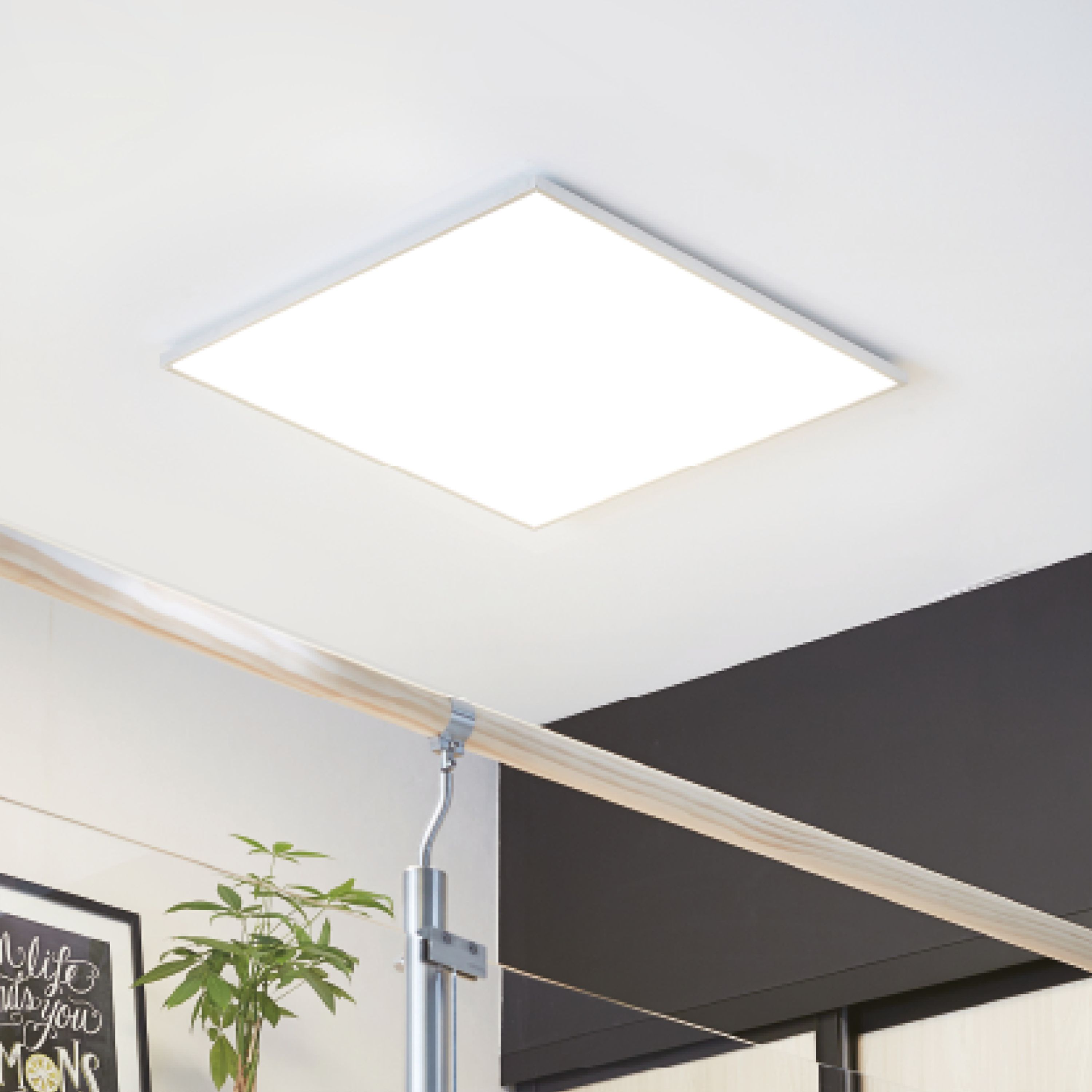 INSPIRE - Zestaw 6 paneli LED GDAŃSK z pilotem - 29,5x29,5cm - 1800LM - 2700K/4000K/6500K - Ściemnialne - IP20 - 13W - Białe aluminium