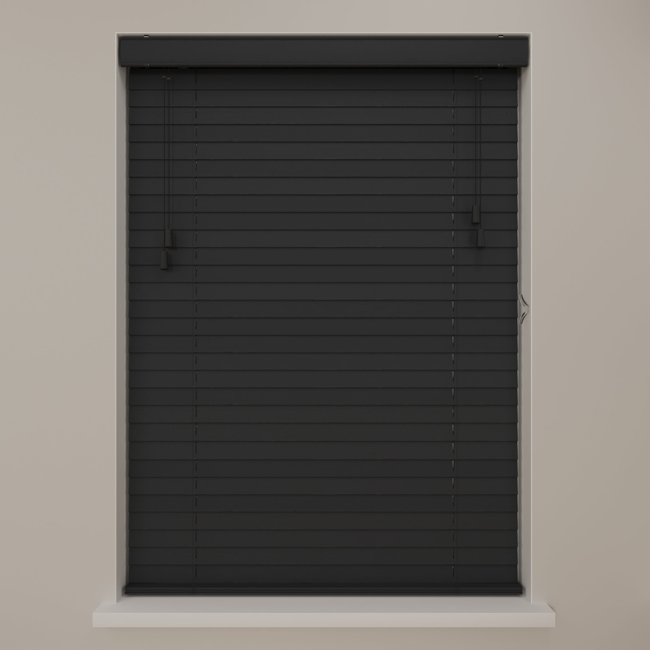 Radeco® Store Vénitien en Bois Essence 50 x 130 cm (LxH) - 50 mm - Noir - Tailles de 50 à 250 cm de large - 3