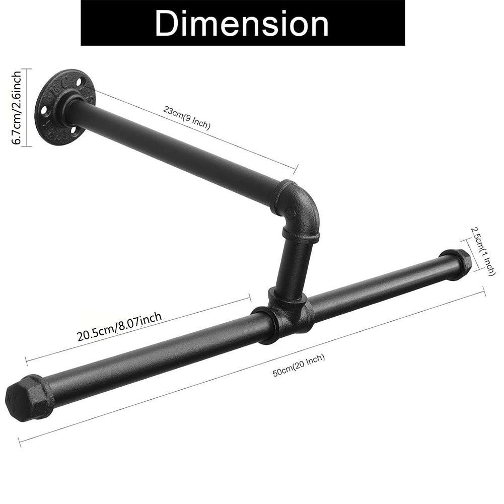 Appendiabiti in stile industriale, appendiabiti multifunzionale a parete in ferro, fai-da-te richiede foratura - 2