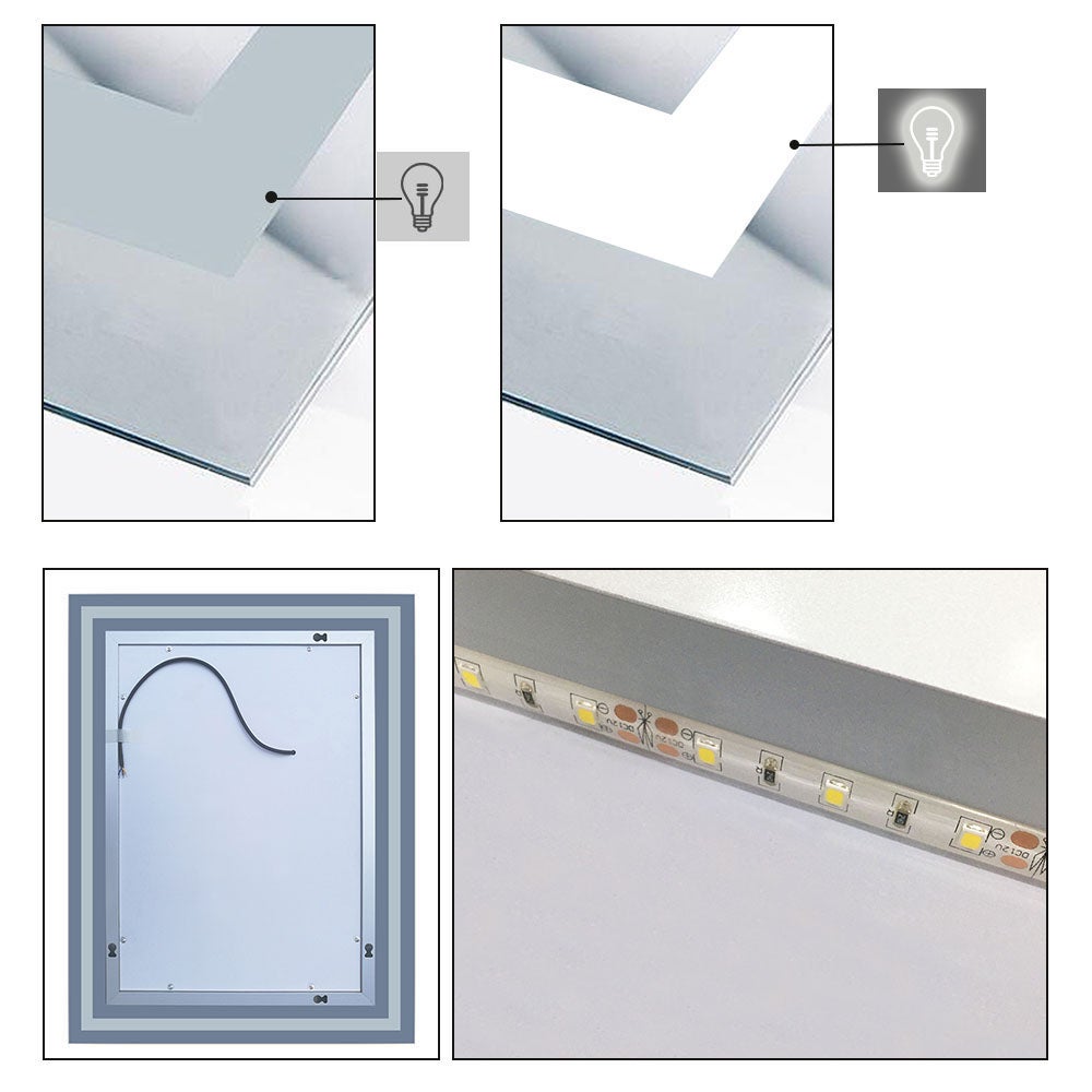 100 x 80 cm Espejo de baño led con iluminación, botón táctil,antivaho - 3