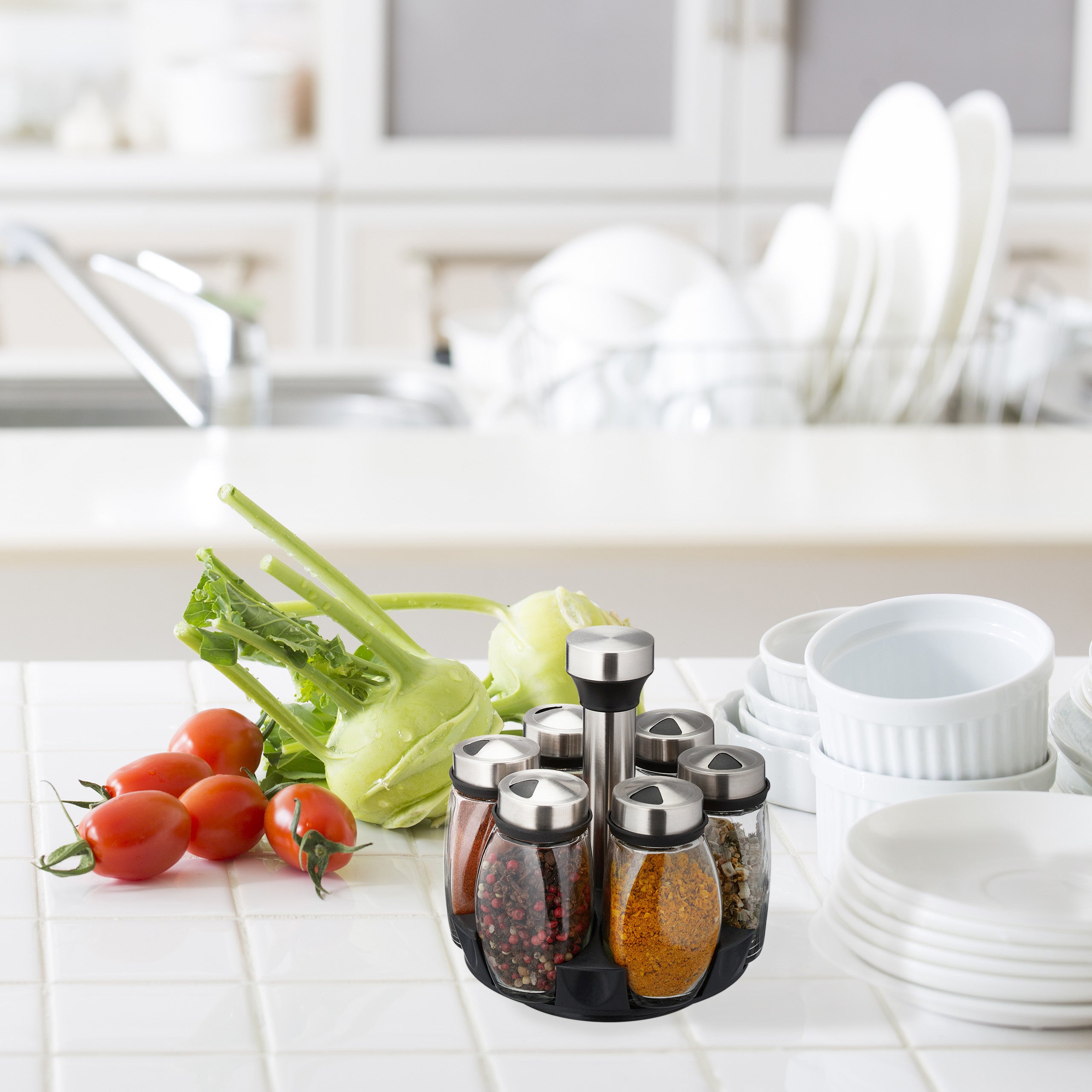 Organizer Girevole AISHNA Lazy Susan 2 Livelli In Acciaio Inox, Per Cucina E Bagno