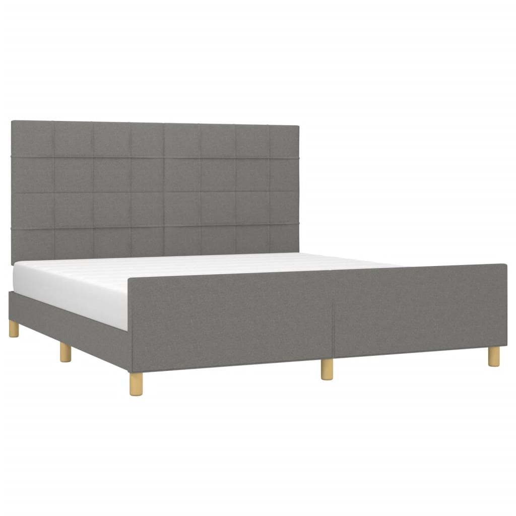 Cadre de lit sans matelas gris foncé 180 x 200 cm tissu - 3