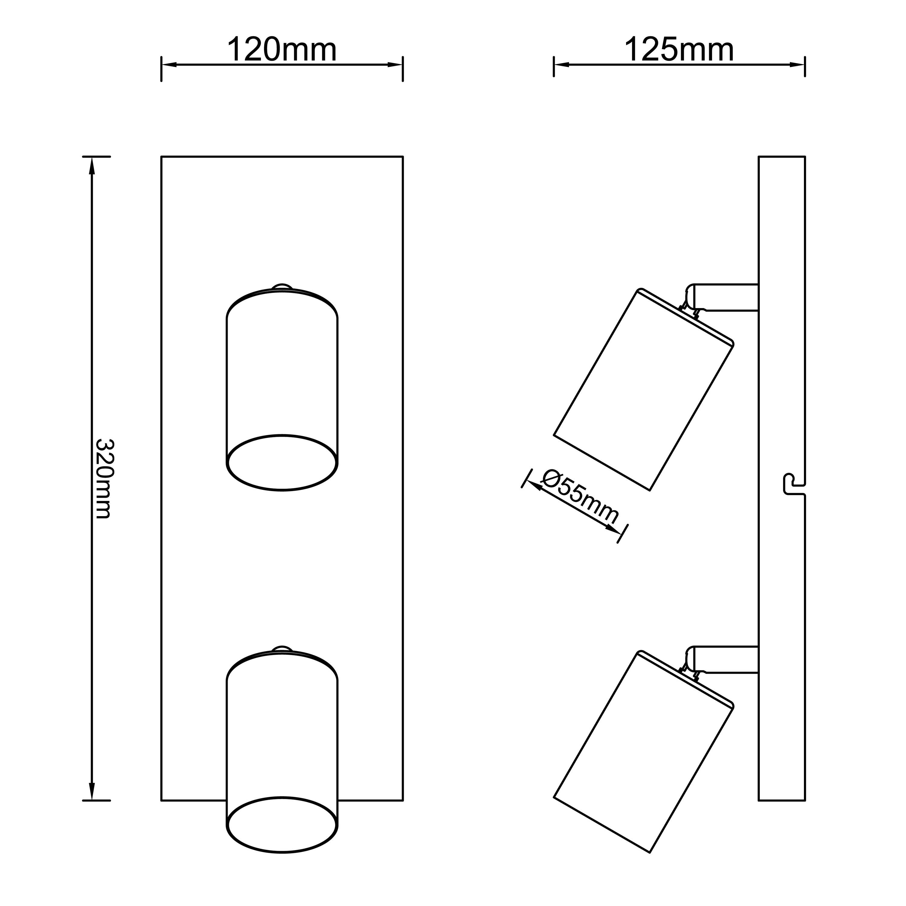 Brilliant Jello 2-płomienny reflektor LED, czarny matowy, metalowy, 2x LED, GU10, 5 W, z reflektorami LED (strumień świetlny: 345 lm, barwa światła: c - 7