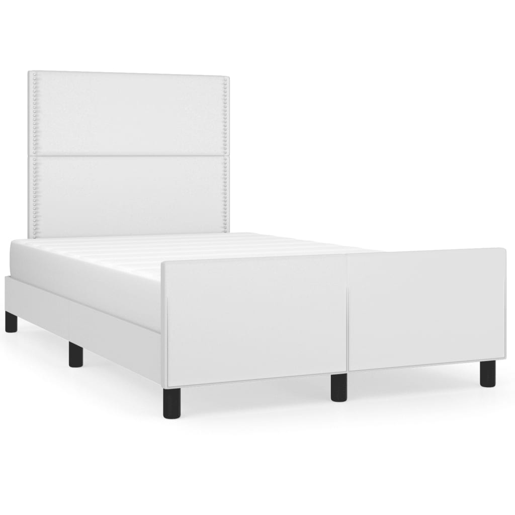 Cadre de lit sans matelas blanc 120 x 190 cm similicuir - 2