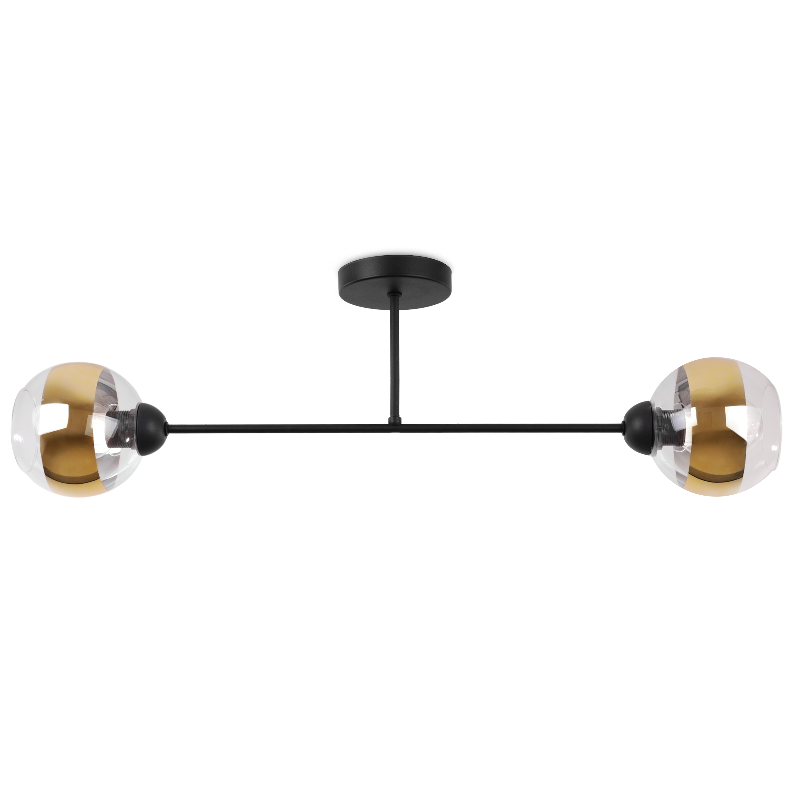 Lampa sufitowa wisząca Austria czarna glamour 2xE27 klosz kula bezbarwna/złota Light Home LH