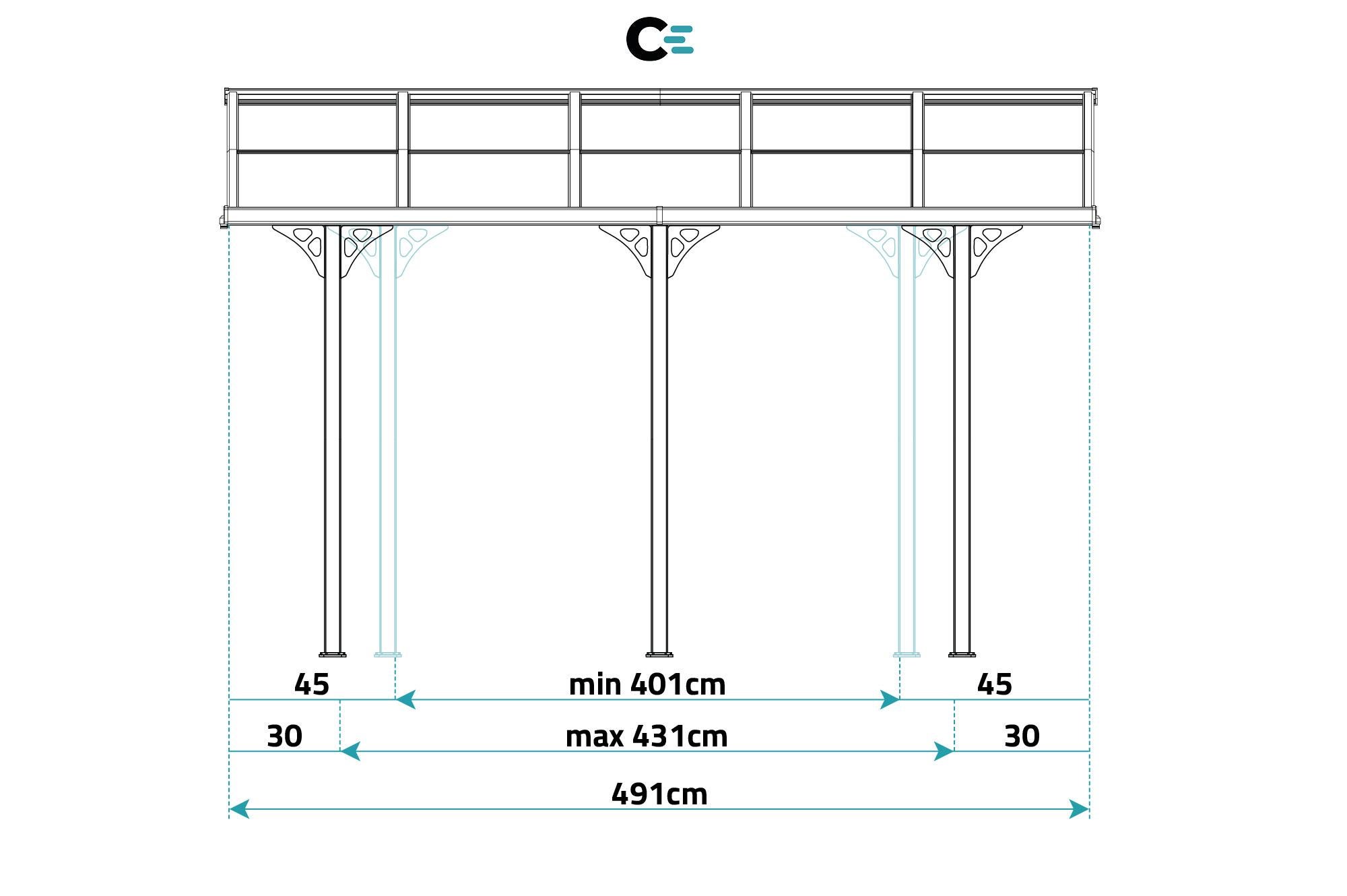 Pergola/Cochera adosada KLEO 5m x 3m aluminio Blanco - 9