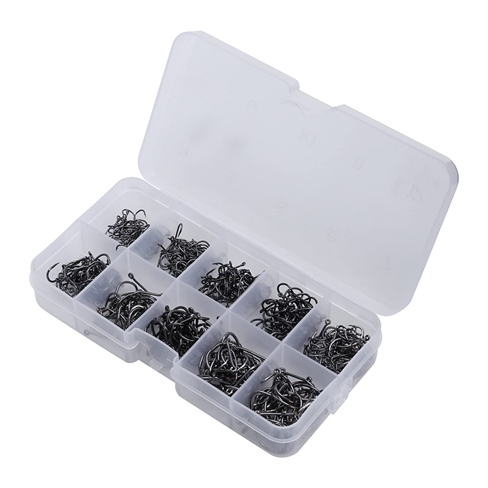 Lot De 500 Hameçons Acier Carbone - Tailles #3 à #12 - Boîte Rangement Transparente