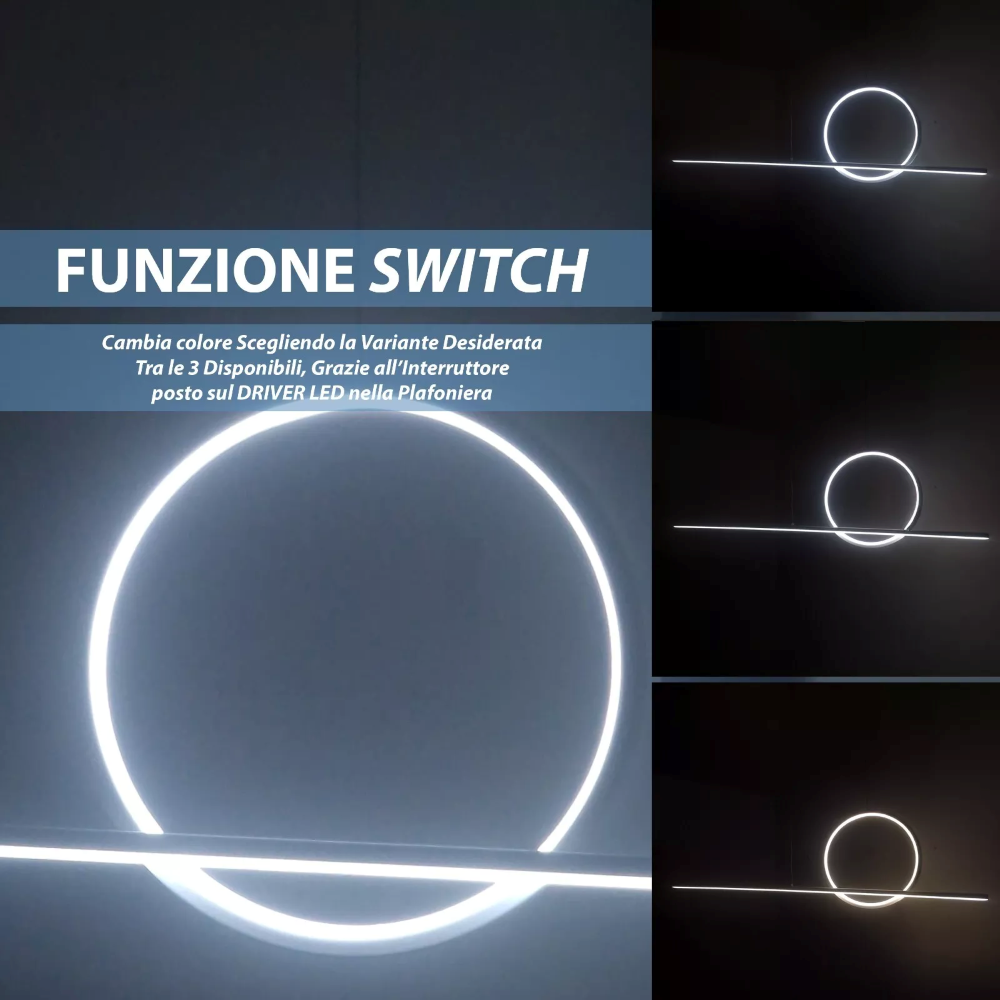 Lampadario Da interno LED cucina soggiorno stanza Design a sospensione Luce regolabile cambio colore 3000-4000K-6500K CERCHIO 48W - 2