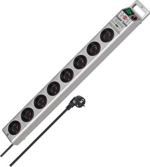 Brennenstuhl Multiprise SUPER-SOLID Argente - 8 prises - avec parafoudre et 2 -5m de cable 13.500A - 2