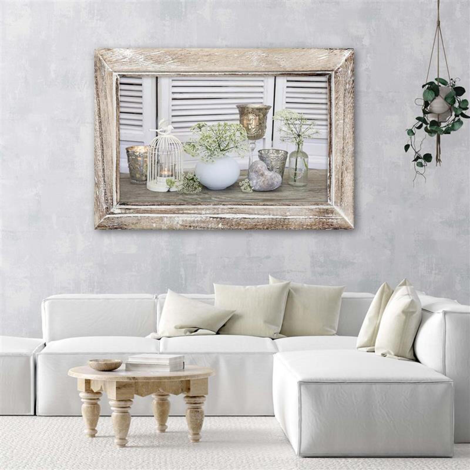 Tableau bois nature morte dans un cadre en bois shabby chic - 120 x 80 cm - 3