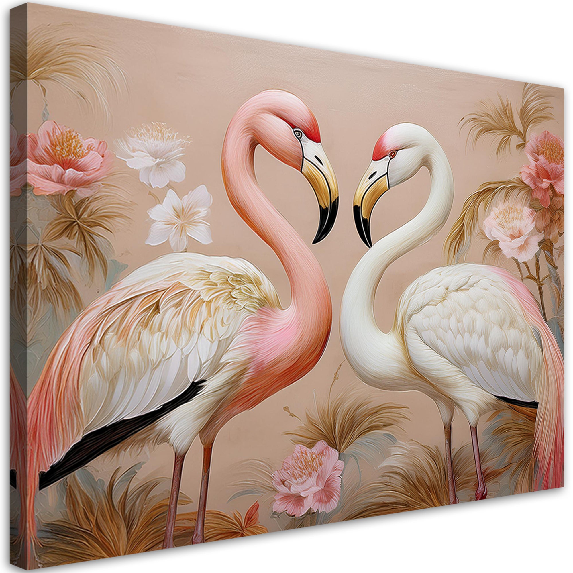 Obraz na płótnie, Flamingi Zwierzęta Miłość 90x60