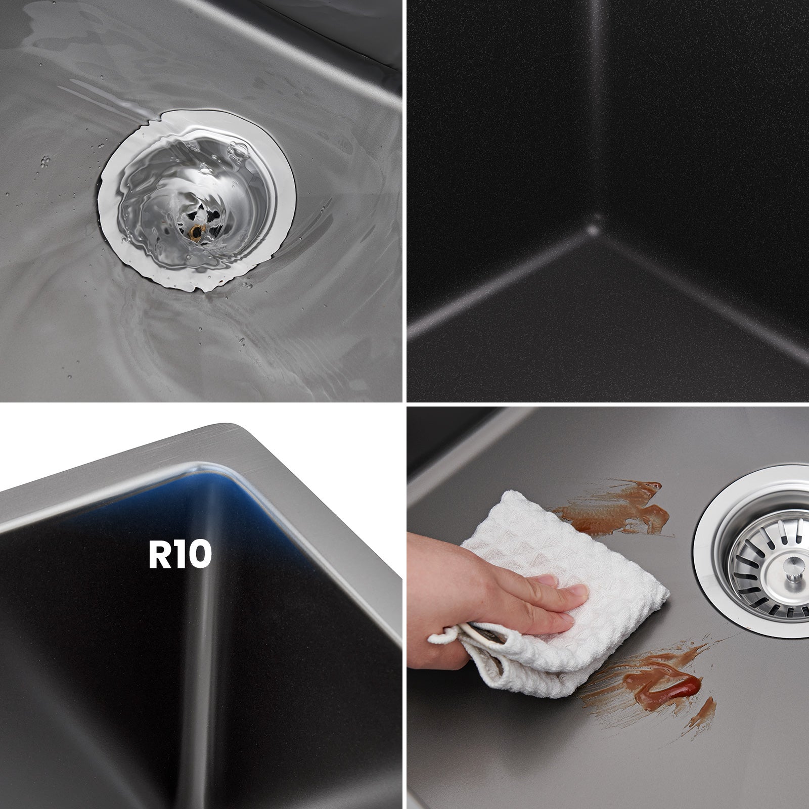Cecipa MAX Évier 1 Bac 60×44×18CM Évier Cuisine Acier Inoxydable 201 Noir avec Panier de Drainage(3 méthodes d'installation) - 7