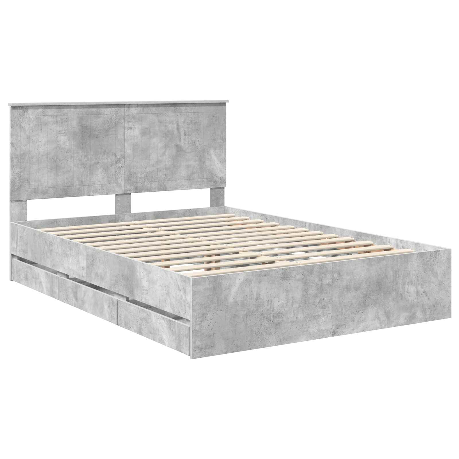 Cadre de lit gris béton 135 x 190 cm en panneau de bois - 4
