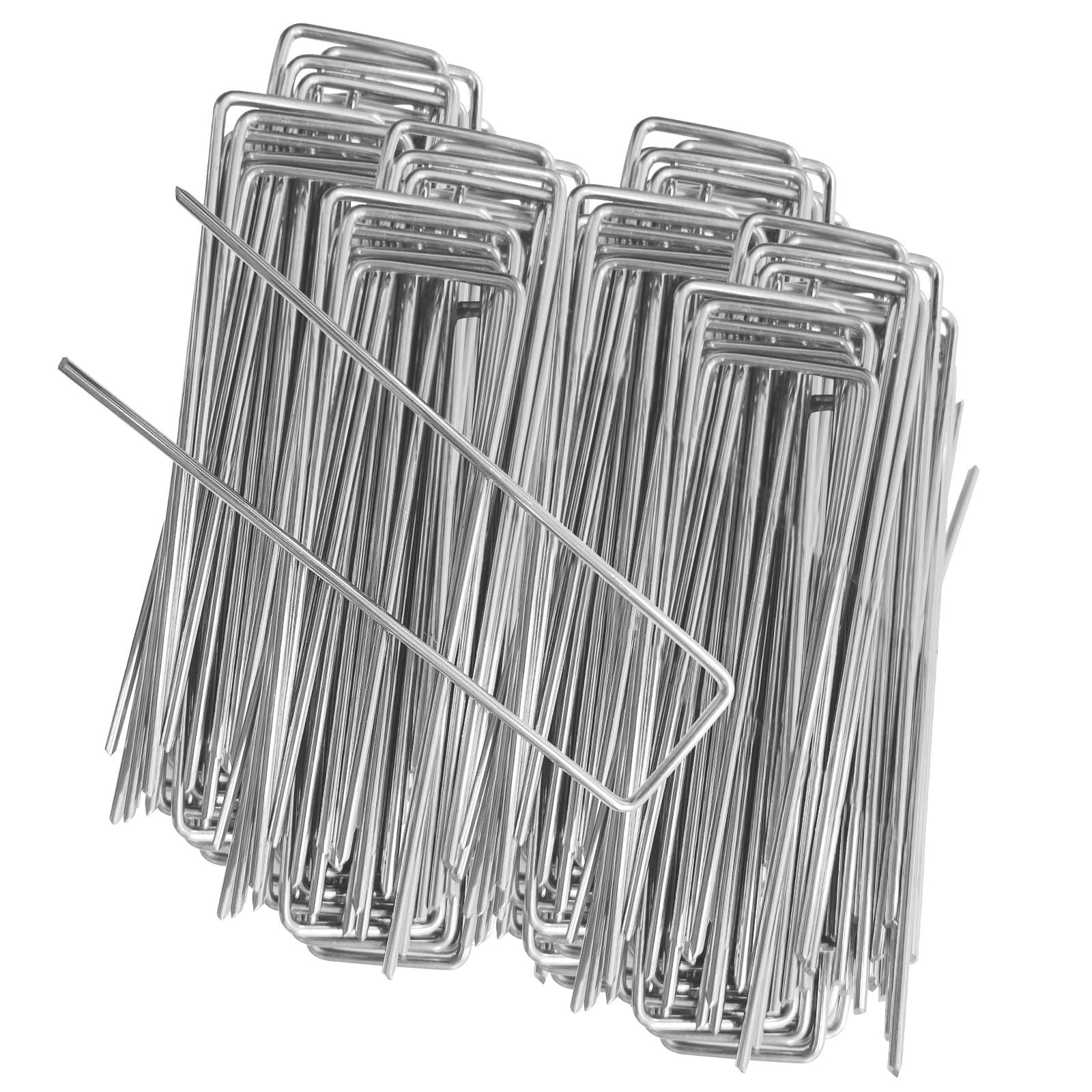 50 clous galvanisés en U Ø3 mm, 40 mm larg., 150 mm long., avec 50 rondelles et 1 extracteur, fixation au sol durable. - 8