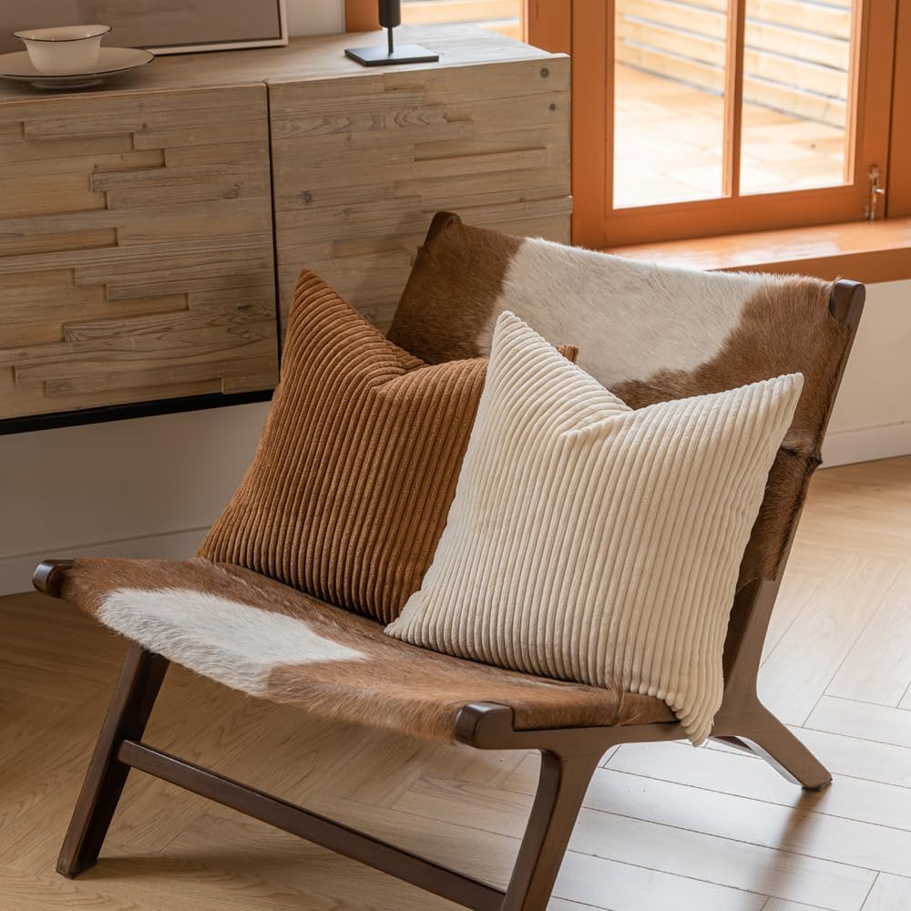 Lot de 4 Housses de Coussin Rustique et Bohème en Velours Imprimé Doux – 45,7 x 45,7 cm – Marron Neutre – Pour Salon, Canapé,Lit,Décoration Intérieure - 3