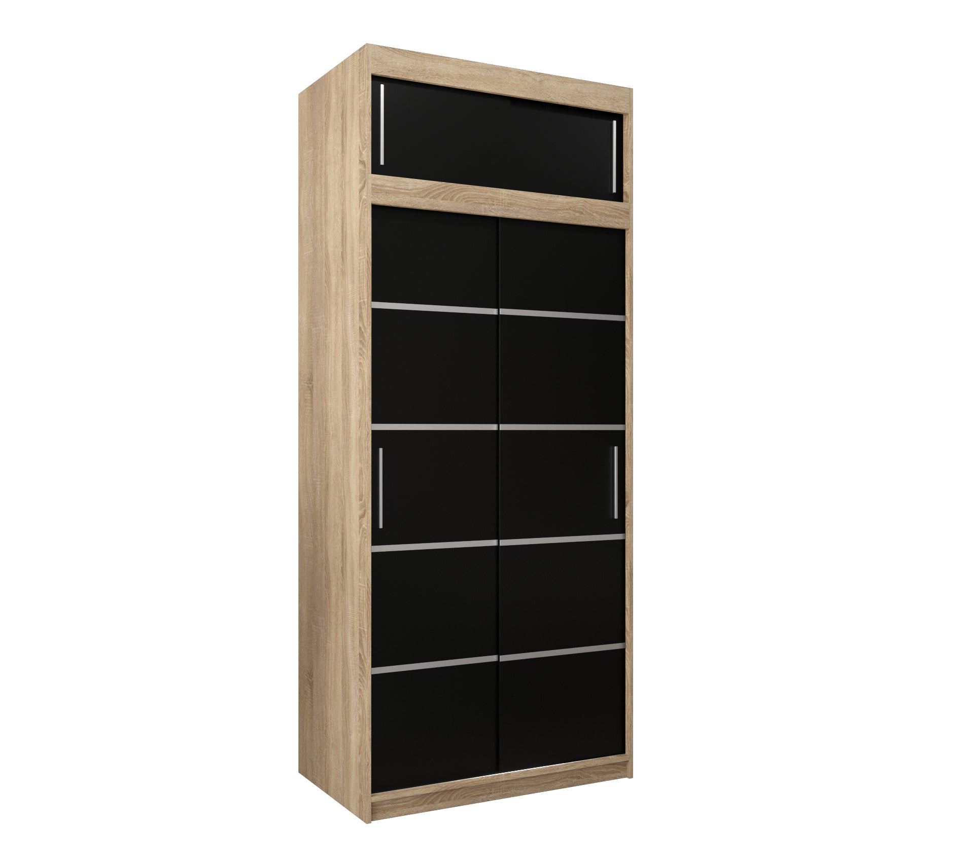 Szafa przesuwna z nadstawką garderoba Verona 1 100 x 62 x 240 cm Sonoma + Czarny - Abiks Meble