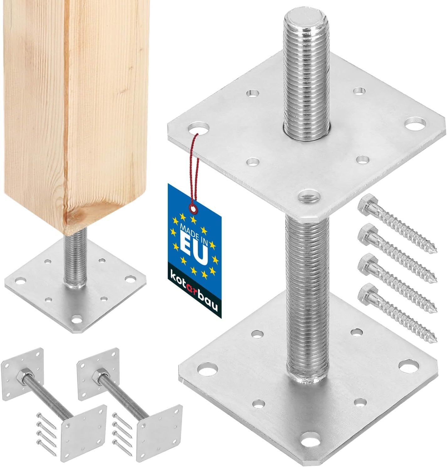 2x podstawa słupa regulowana kotwa wspornik pręt m24 stopka 110x110x250 mm - KOTARBAU