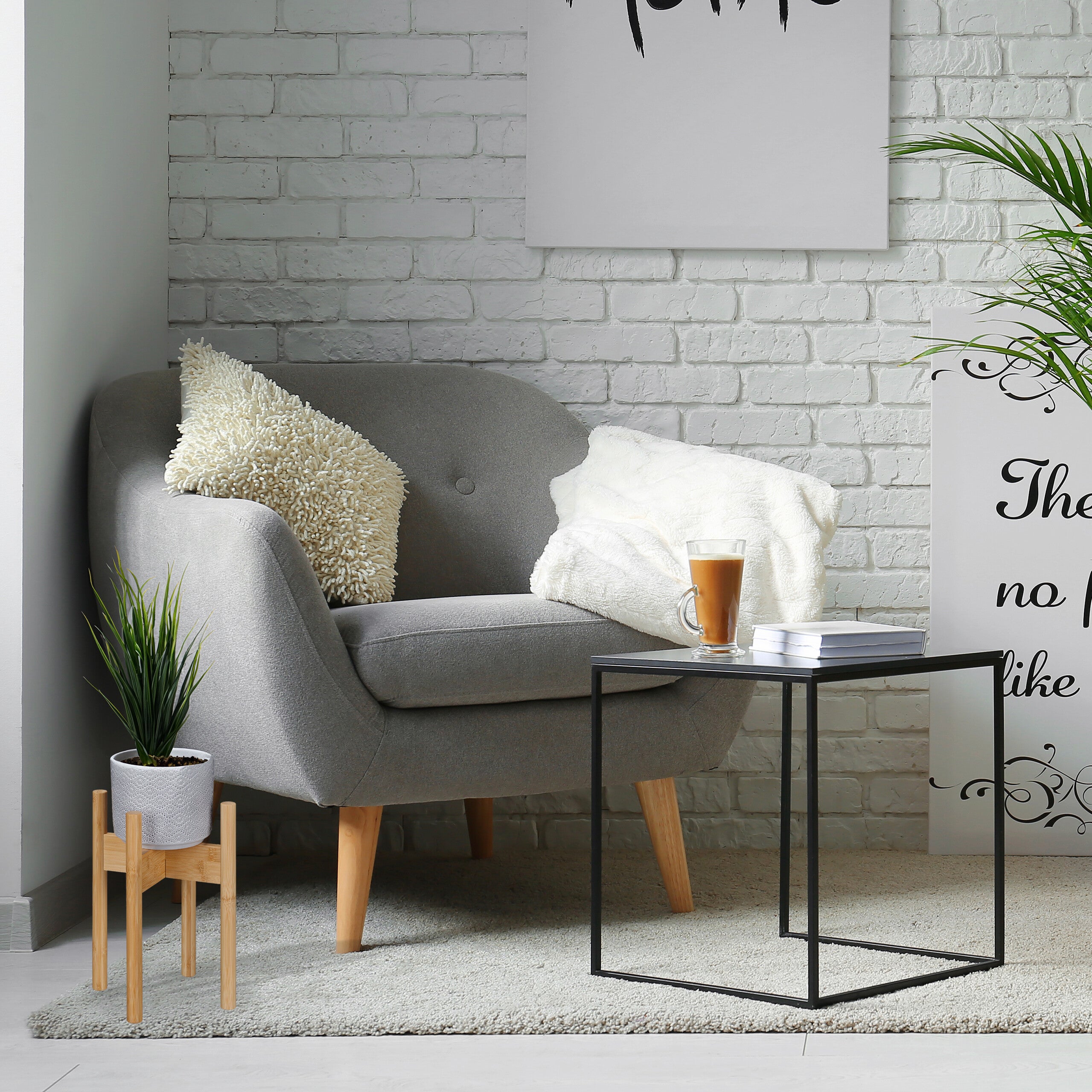 Support pour pot de fleurs, lot de 3, porte-plante intérieur, meuble pour pots jusqu'à D: 29 cm, nature, Relaxdays - 3