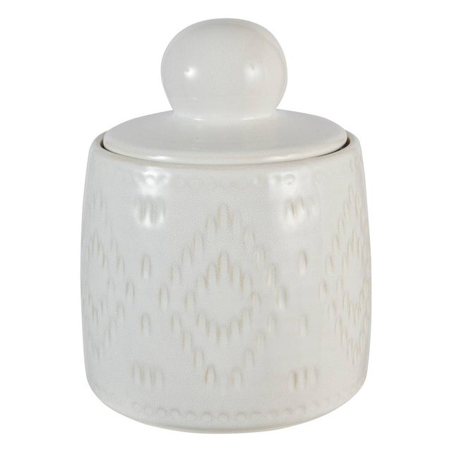 Pot Rangement Salle De Bain Axentia - Faïence Bleue Avec Couvercle Inox