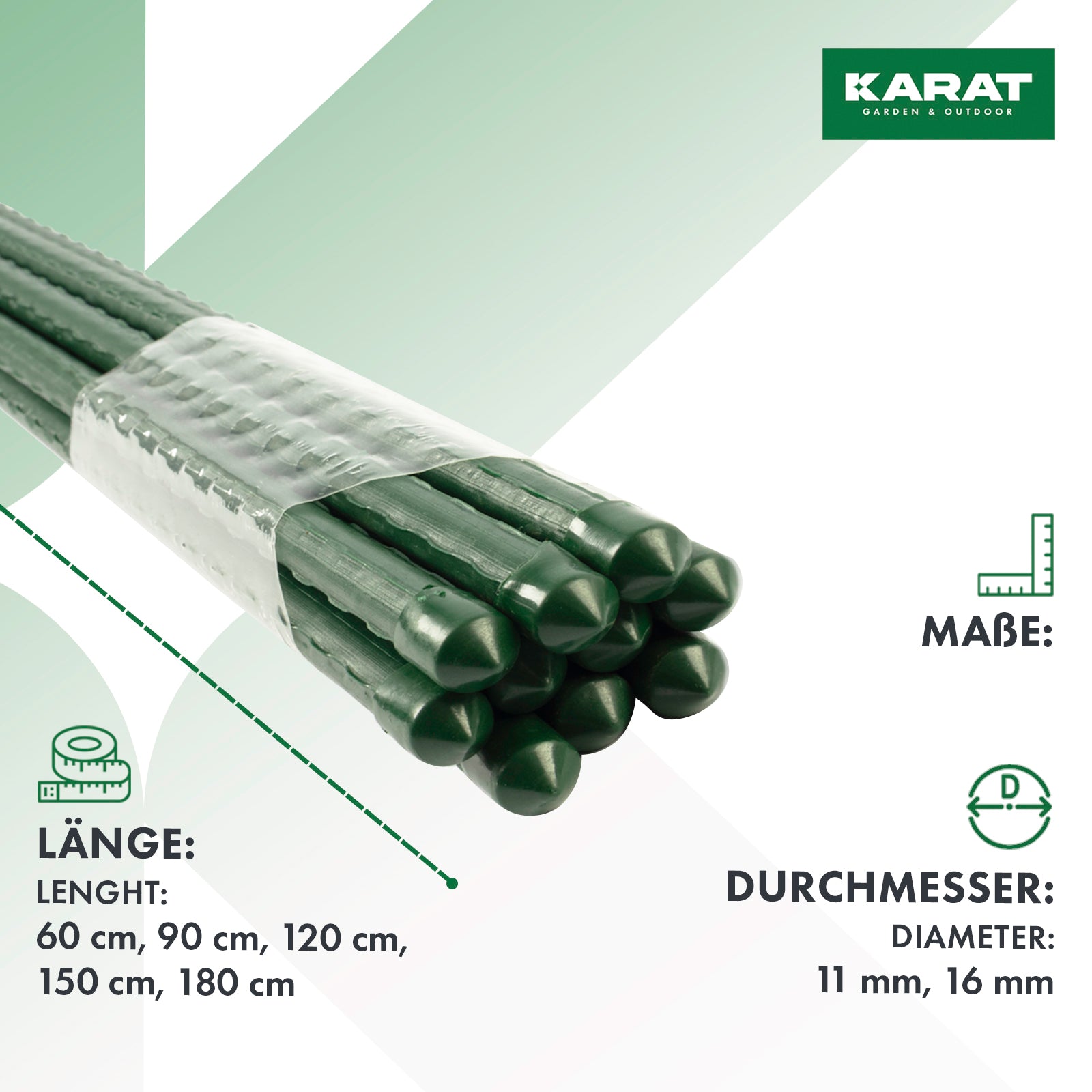 10 Tuteurs pour plantes Tuteur multifonctionnel En acier et plastique Epaisseur : 11 mm Longueur : 150 cm - 3