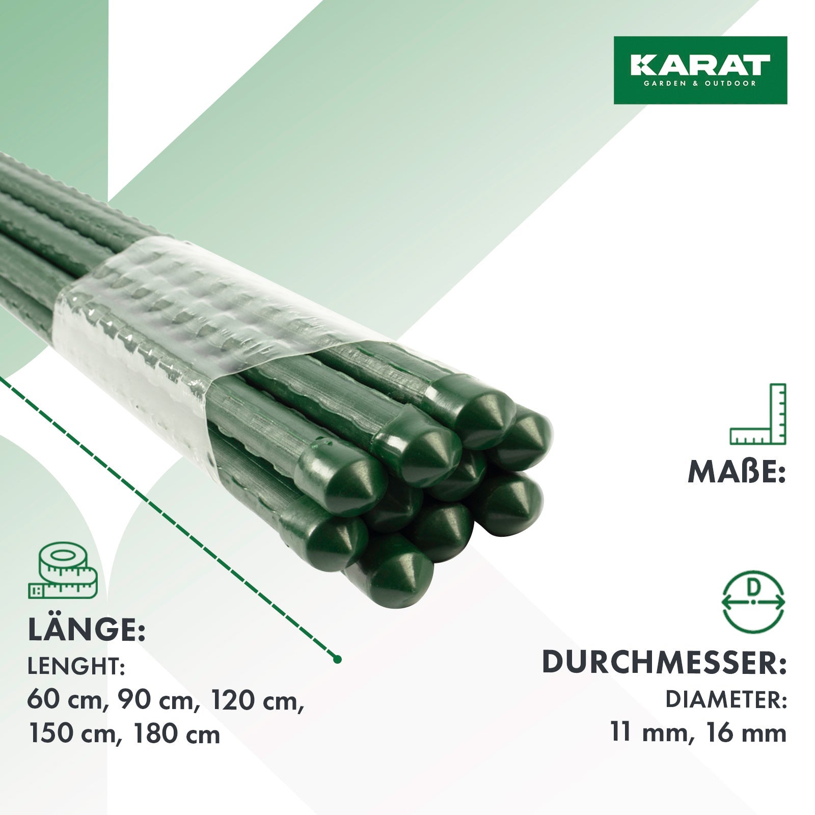 10 Tuteurs pour plantes Tuteur multifonctionnel En acier et plastique Epaisseur : 16 mm Longueur : 180 cm - 3