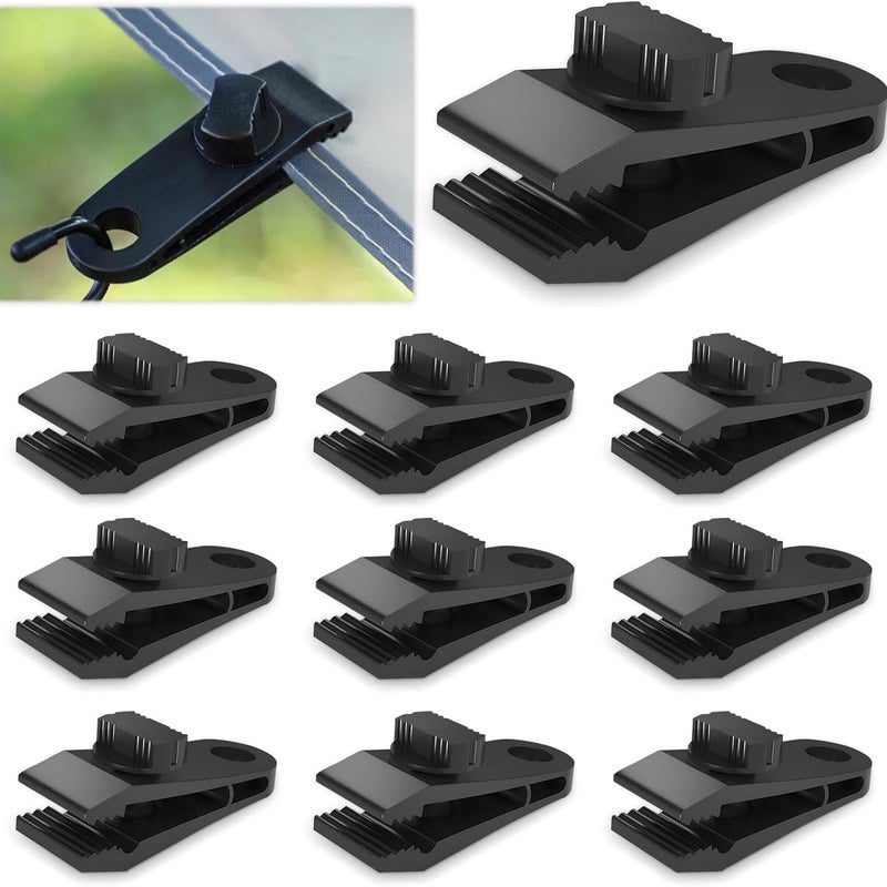 Zestaw 10 wielofunkcyjnych klipsów do markiz i plandek, wiatroodporne klipsy śrubowe do namiotów i kempingów