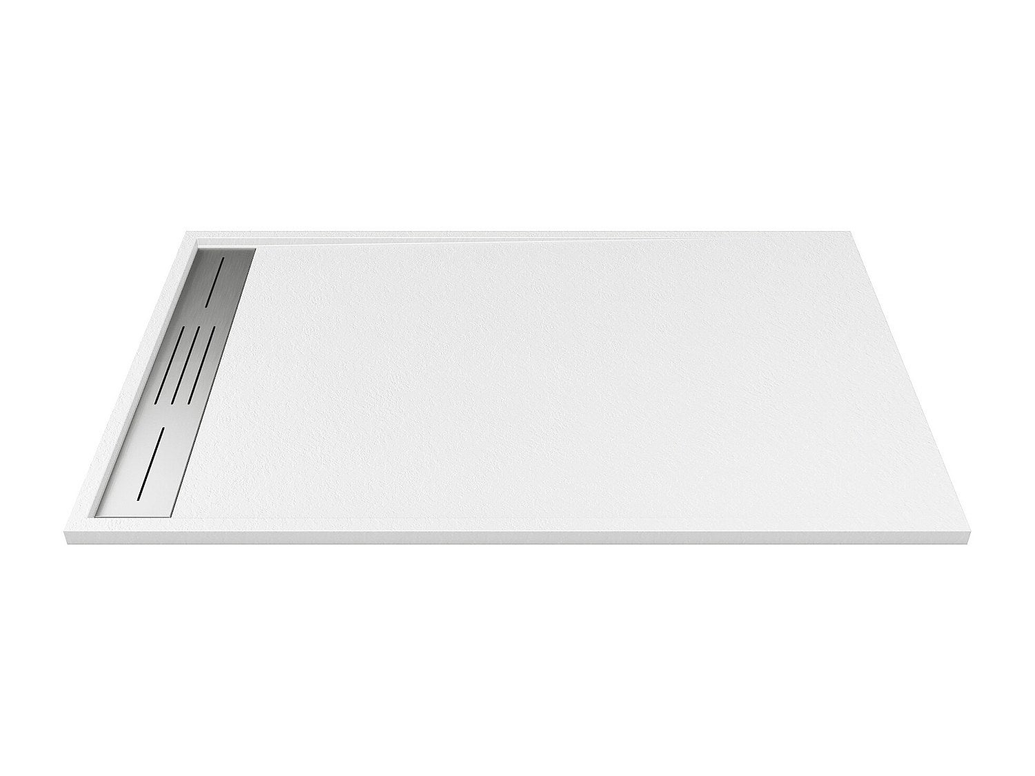 Receveur de douche extra plat à poser ou à encastrer recoupable en résine SMC avec siphon - Blanc - 160 x 90 cm - LYROSA - 2