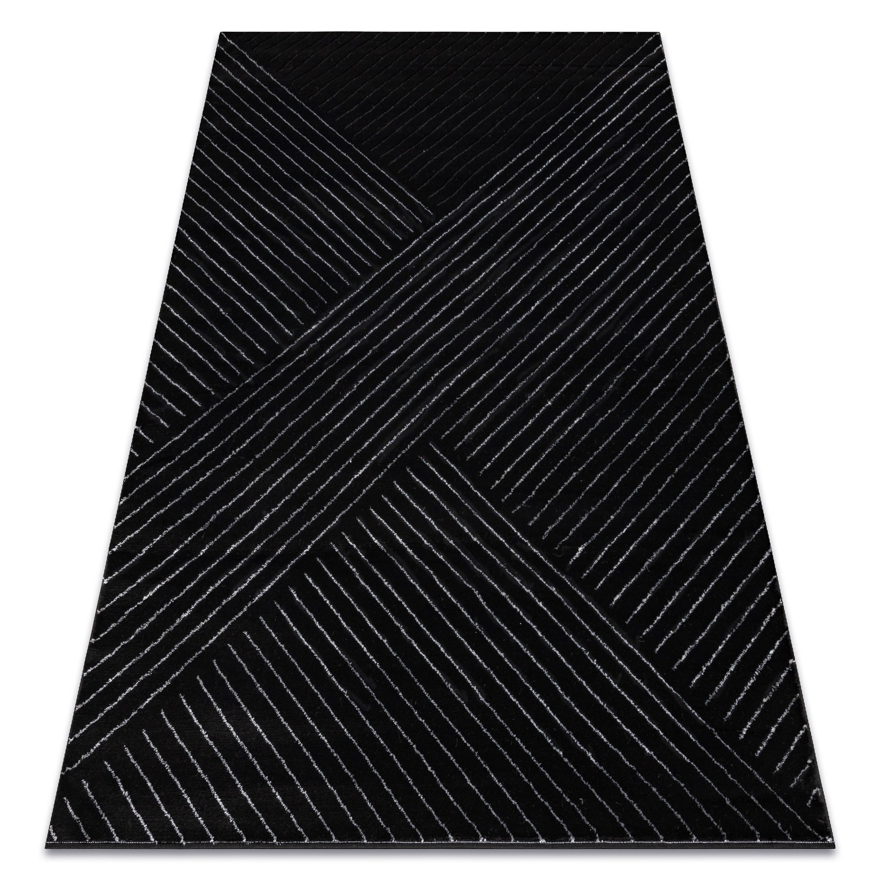 Alfombra emerald exclusivo a0084 glamour, elegante, lineas, geométrico negro / plata 200x290 cm