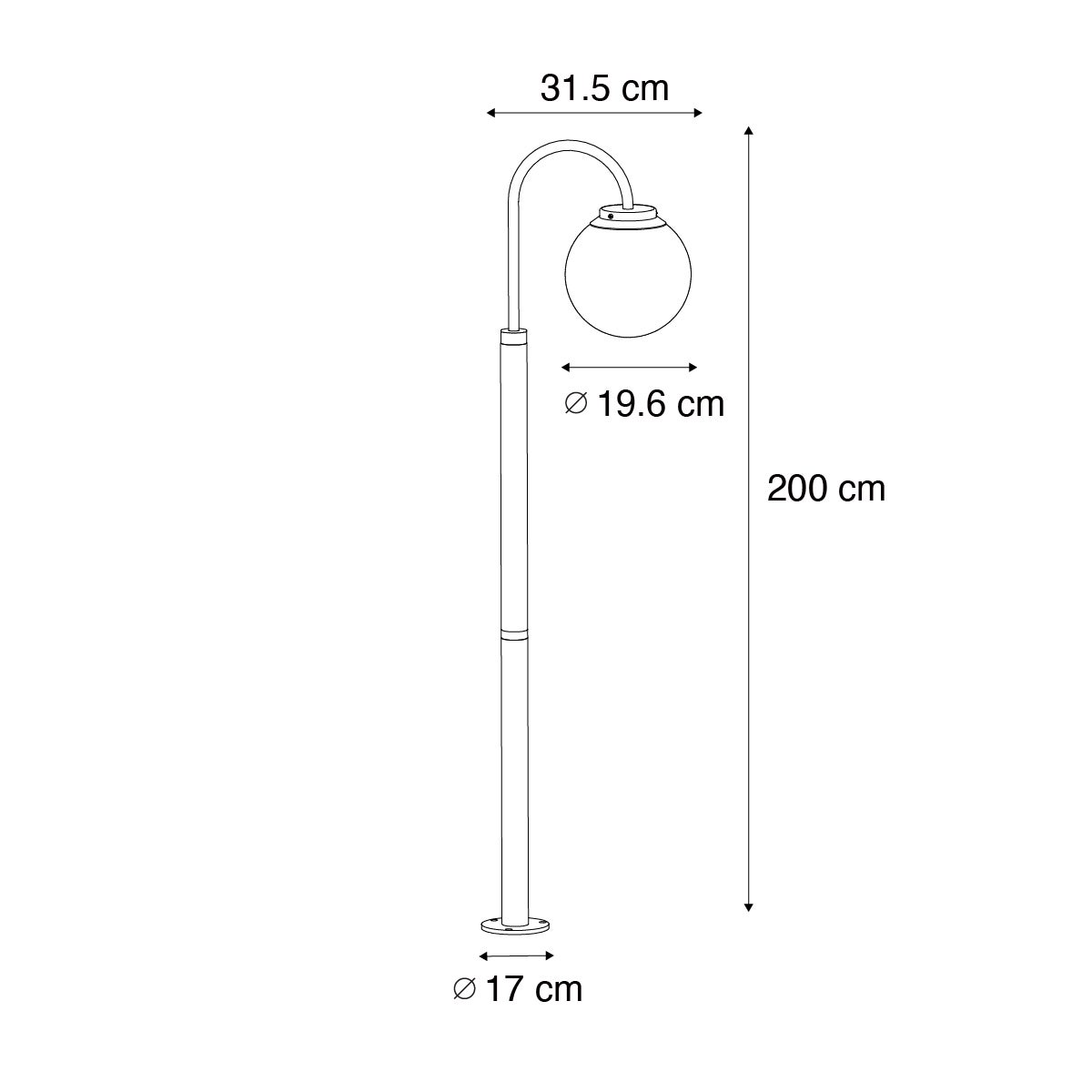 Qazqa moderne lanterne extérieure pour jardin - Sfera - noir, max. 40w, e27, 200cm, IP44 - 3