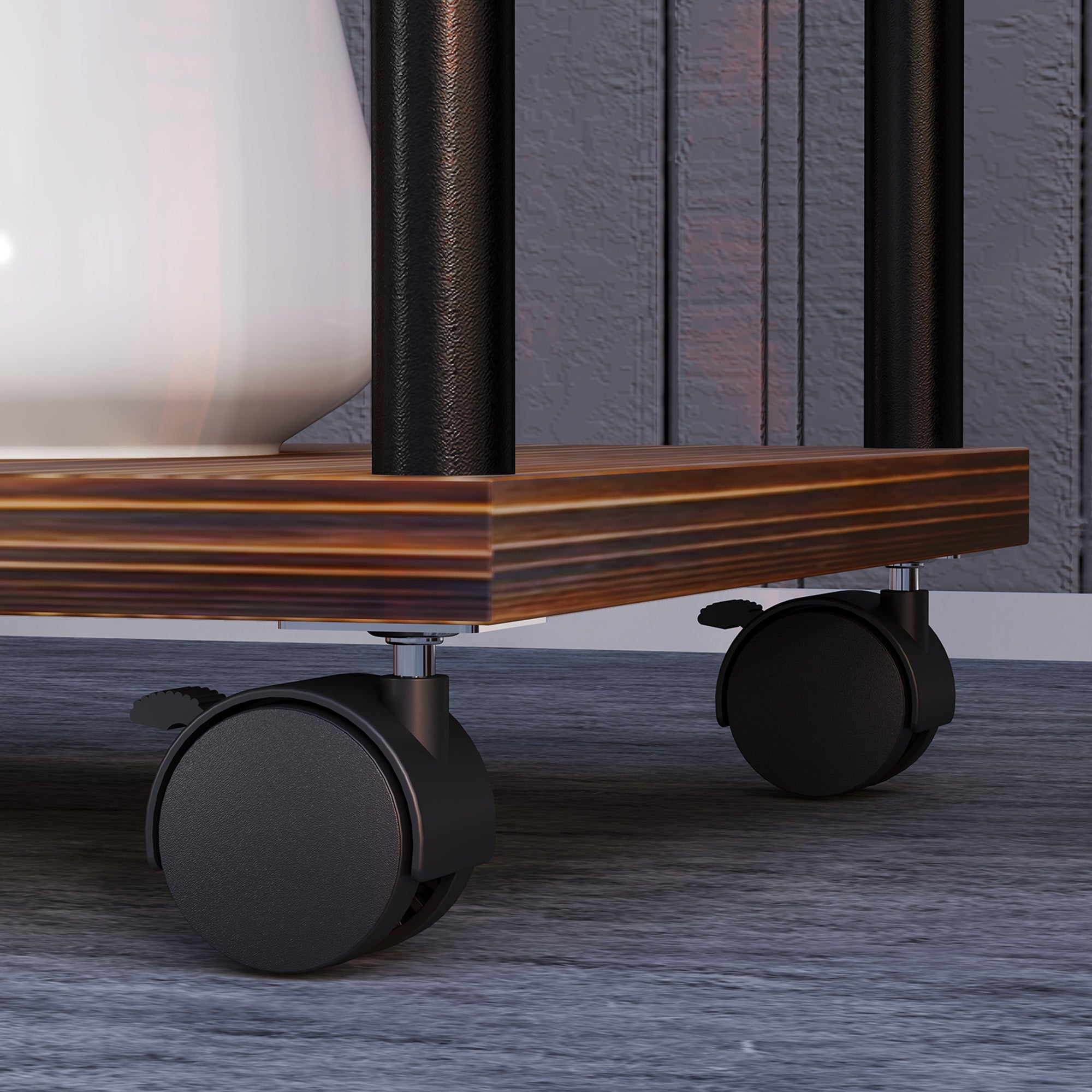 Étagère plantes 5 niveaux avec roulettes, support fleurs intérieur extérieur en acier et bois 110cm - 8