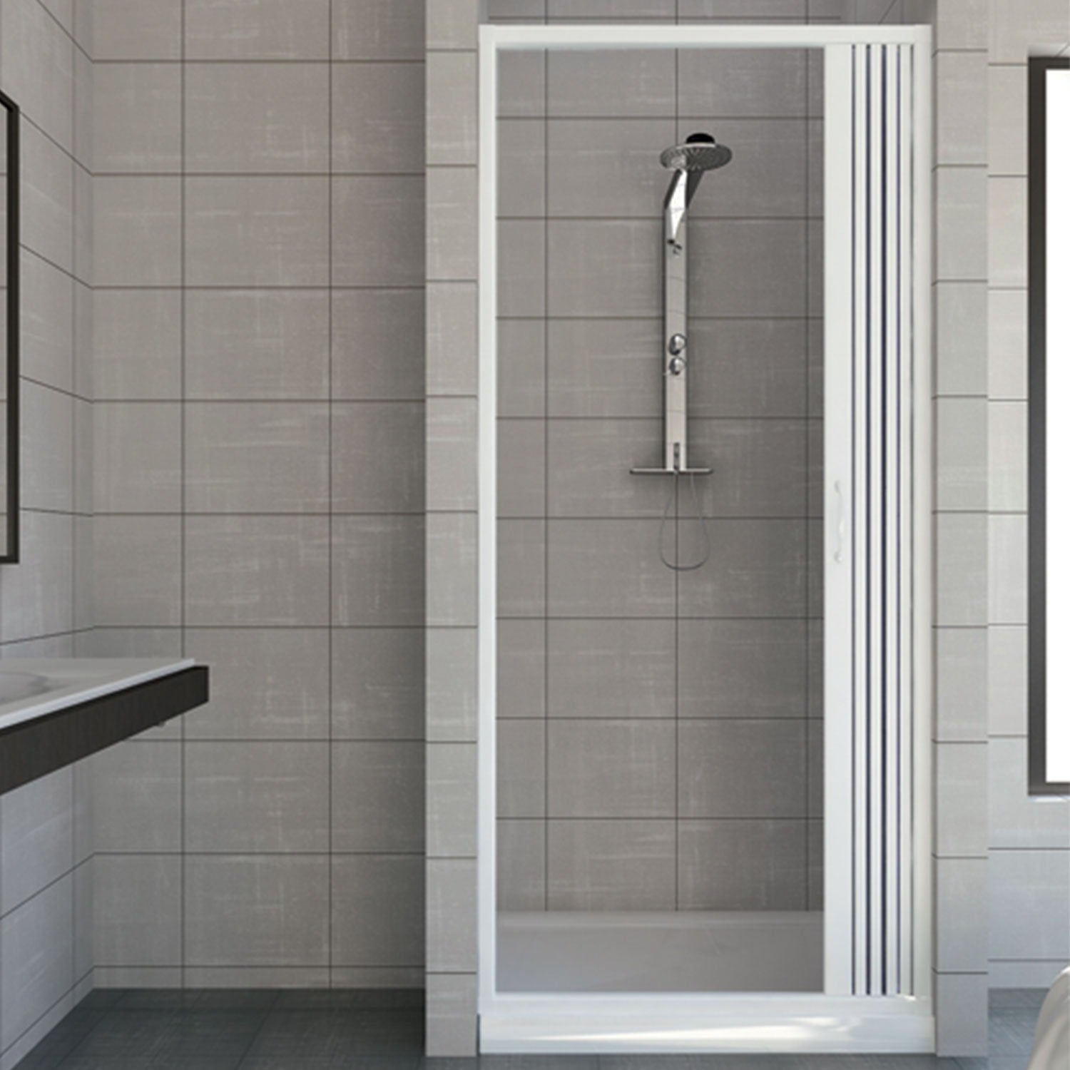 Puerta de Ducha 100 CM de PVC mod. Vergine con apertura Lateral - 3