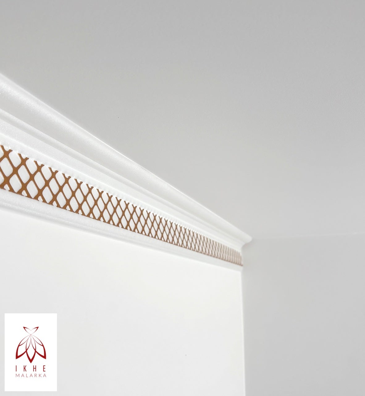 Cornisas de poliestireno XPS – molduras blancas para techo y pared – ligeras molduras decorativas de estuco 1 m (V02-08 Gold) - 3