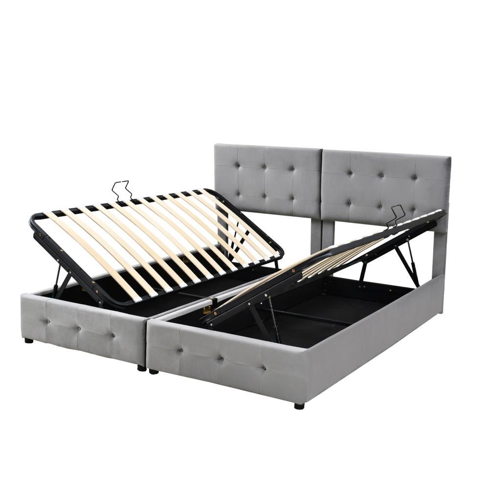 Letto matrimoniale 180×200 cm con contenitore idraulico, rete alta, letto multifunzione e velluto morbido - 8