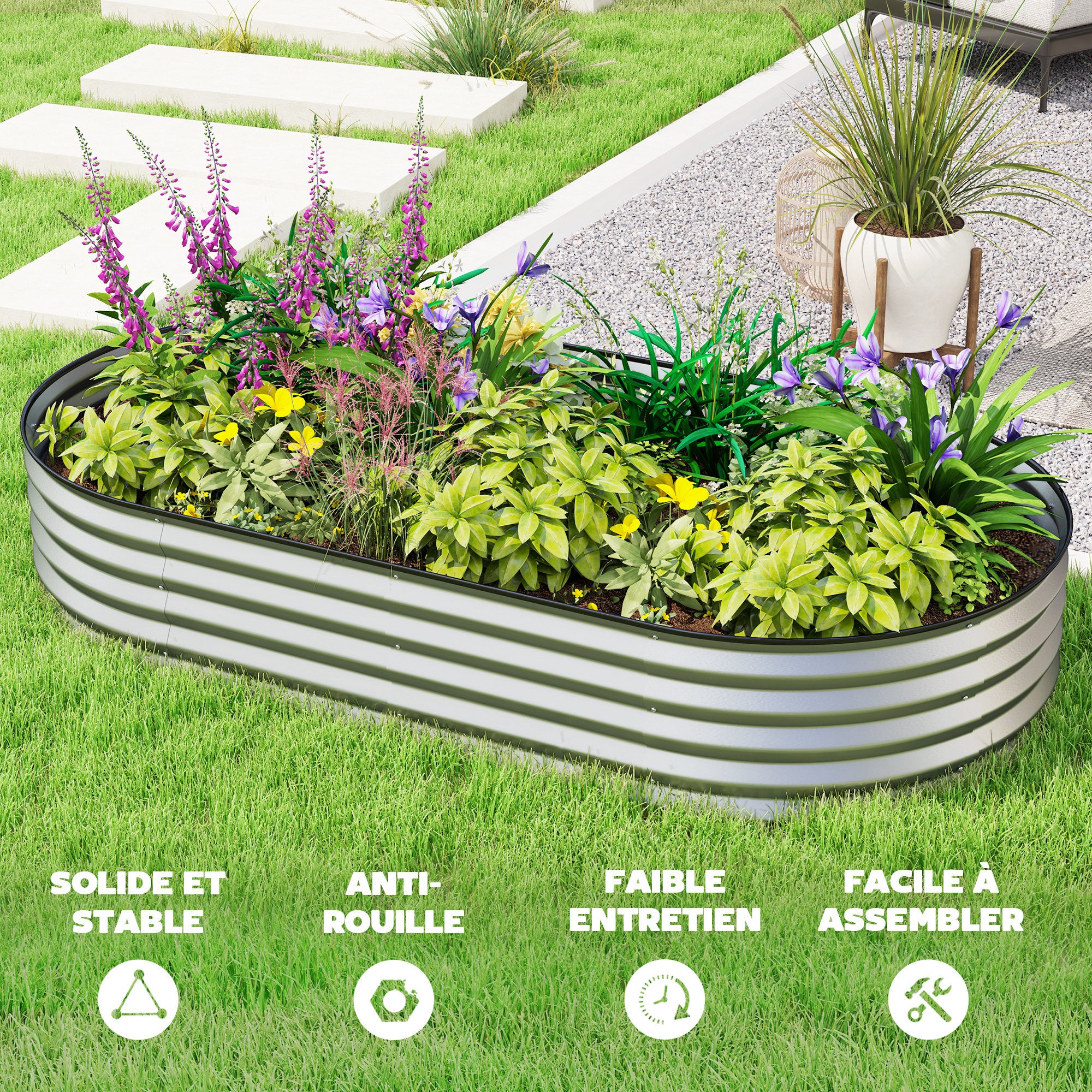 Jardinière surélevée acier galvanisé Outsunny - 7