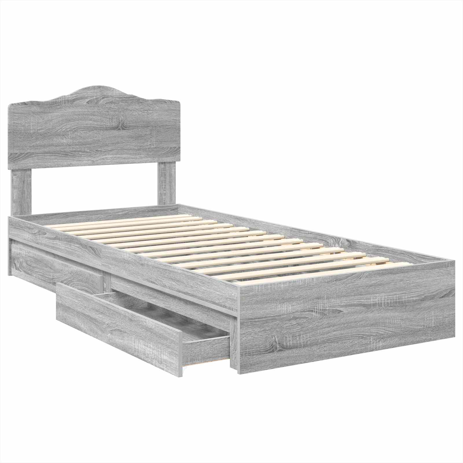 Lit de rangement gris 90 x 190 cm panneau de bois - 5